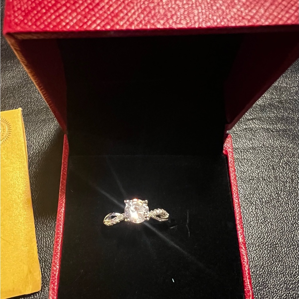 Elegant Sterling Silver 1 carat  Moissanite  adjustable Ring
